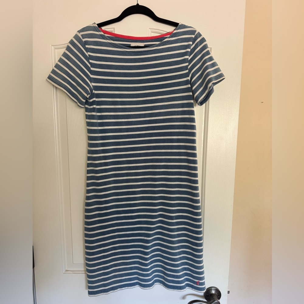 Joules Blue and White Striped Mini Dress